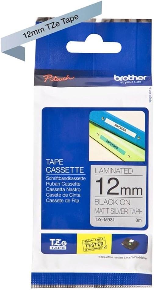 Brother TZe-M931 Mat Gümüş üzerine Siyah MUADİL Etiket 12mm