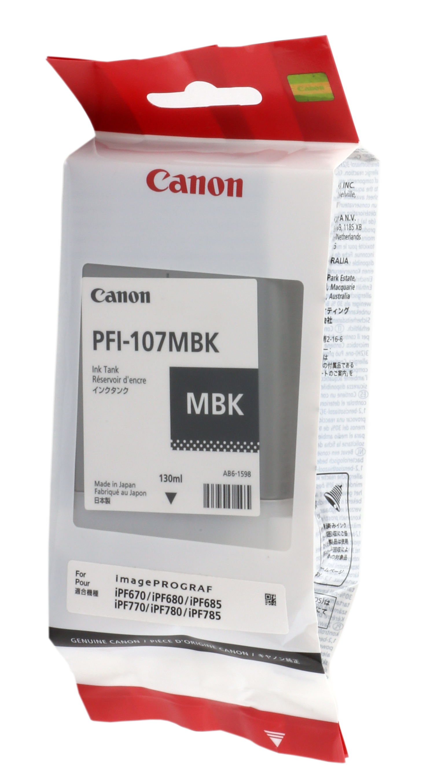 Canon PFI-107MBK Mat Siyah Orjinal Kartuş