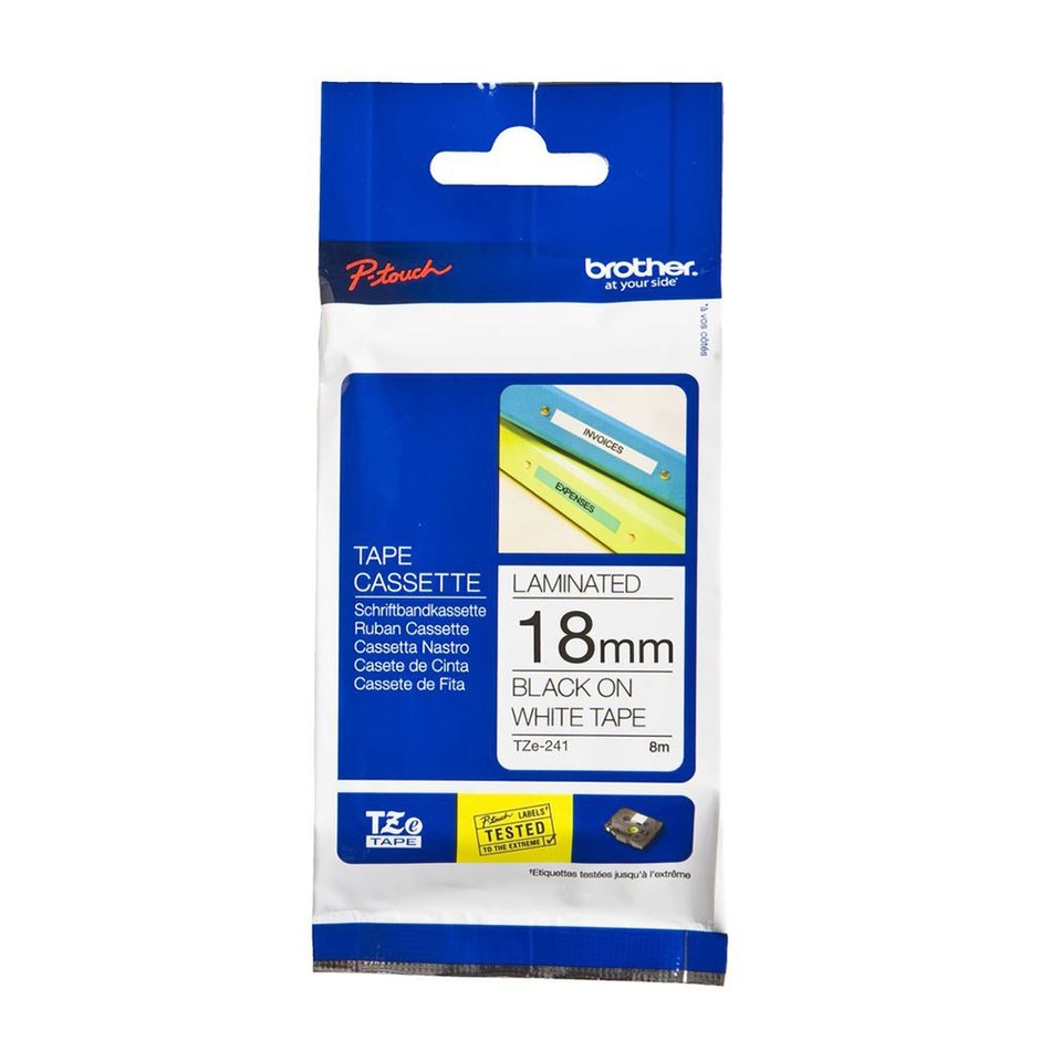 Brother TZE-241 Muadil Beyaz Lamine Etiket 18mm