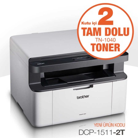 Brother DCP-1511 Çok Fonksiyonlu Mono Laser Yazıcı 2 Tam Toner Hediyeli Brother DCP-1511 Çok Fonksiyonlu Mono Laser Yazıcı 2 Tam Toner Hediyeli