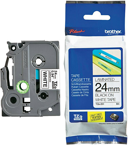 Brother TZE-251 (24MM) Beyaz Lamine Etiket 