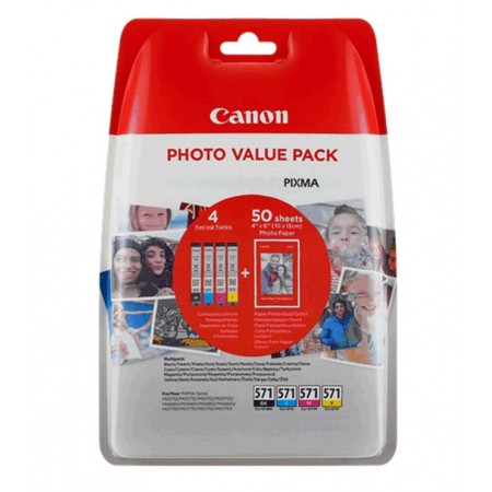 Canon CLI-571 Orijinal Multi Paket Mürekkep Kartuş + Fotoğraf Kağıdı Hediyeli Canon CLI-571 Orijinal Multi Paket Mürekkep Kartuş + Fotoğraf Kağıdı Hediyeli