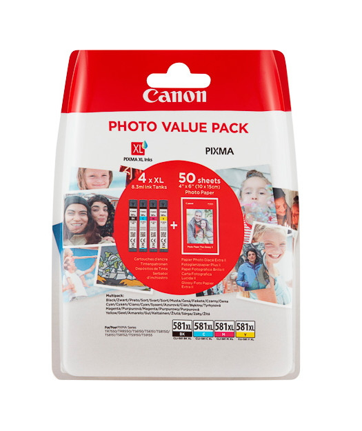 Canon CLI-581XL Orjinal Multi Paket Mürekkep Kartuş + Fotoğraf Kağıdı Hediyeli