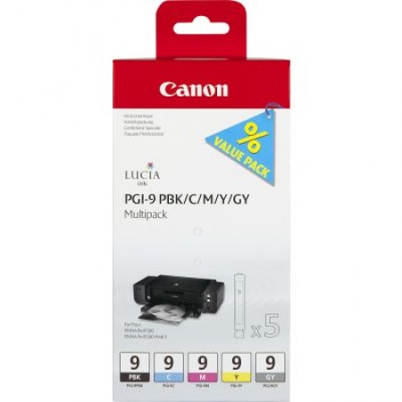 Canon PGI-9 Orjinal PBK-C-M-Y-GY Multi Paket Mürekkep Kartuş Canon PGI-9 Orjinal PBK-C-M-Y-GY Multi Paket Mürekkep Kartuş