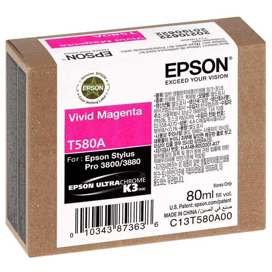 Epson C13T580A00 (T580A) Kırmızı (Vivid Magenta) Orjinal Kartuş 