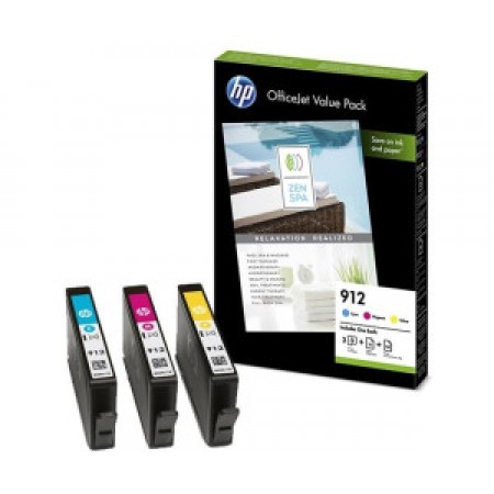 Hp 6JR41AE (912) Renkli Orijinal Kartuş + A4 Kağıt Hp 6JR41AE (912) Renkli Orijinal Kartuş + A4 Kağıt