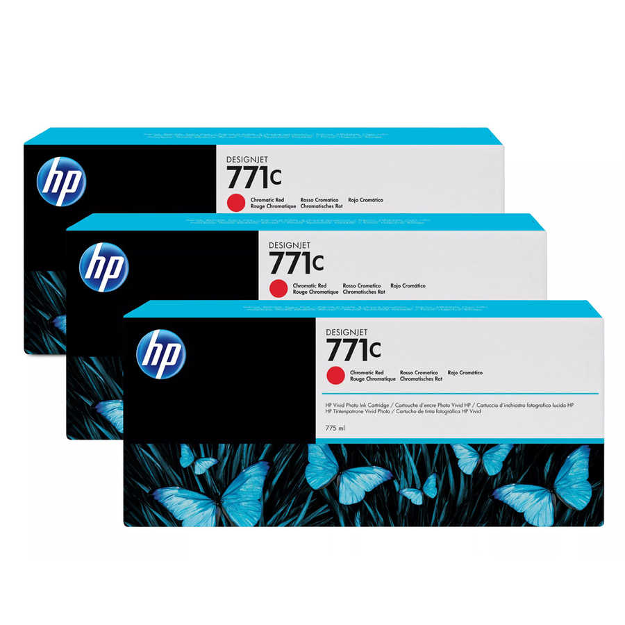 Hp B6Y32A (771C) 3'lü Paket 775 ml Kromatik Kırmızı Orjinal DesignJet Kartuş
