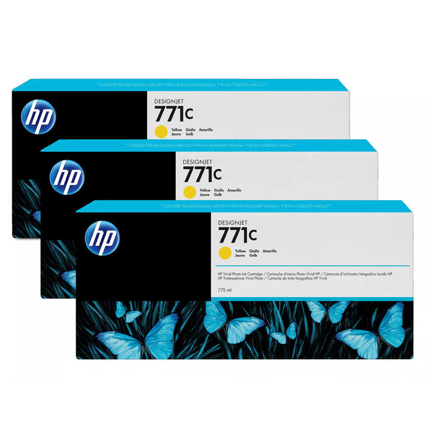 Hp B6Y34A (771C) 3'lü Paket 775 ml Sarı Orjinal DesignJet Kartuş