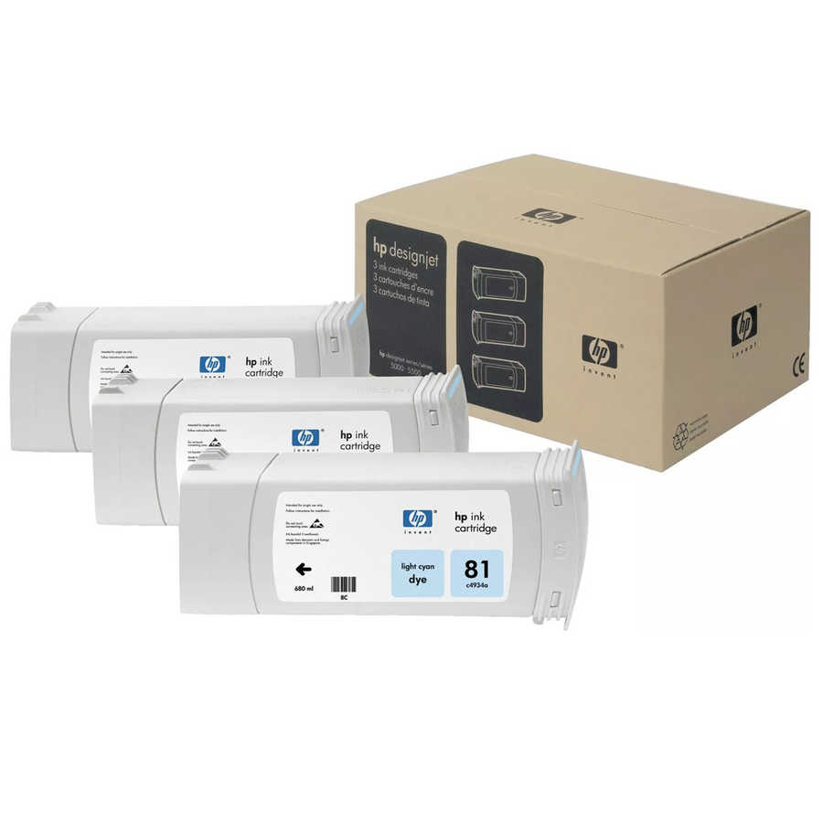 Hp C5070A (81) Orjinal 3'lü Paket 680 ml Açık Camgöbeği DesignJet Boya Bazlı Kartuş