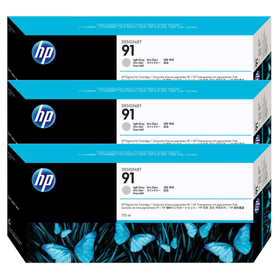 Hp C9482A (91) Orjinal 3'lü Paket 775 ml Açık Gri Kartuş
