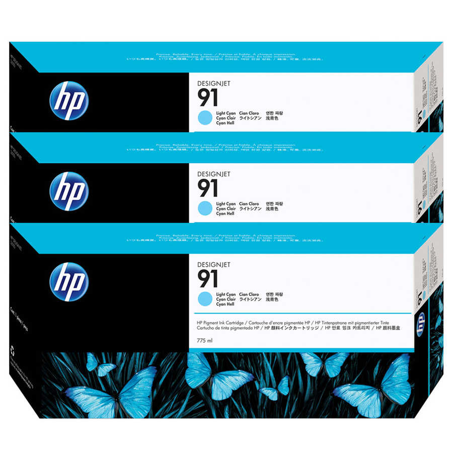 Hp C9486A (91) Orjinal 3'lü Paket 775 ml Açık Mavi Pigmentli Kartuş