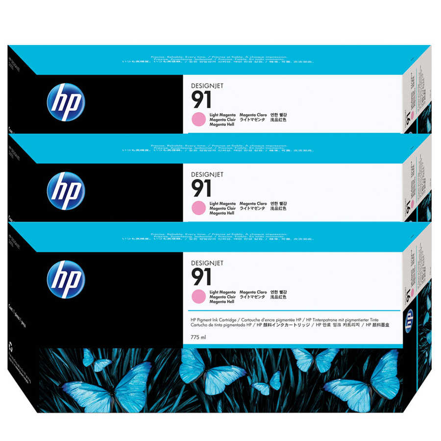 Hp C9487A (91) Orjinal 3'lü Paket 775 ml Açık Kırmızı Pigmentli Kartuş