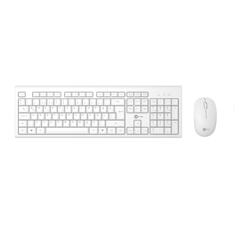 Lecoo KW200 Kablosuz Türkçe Q Klavye & Mouse Set Beyaz