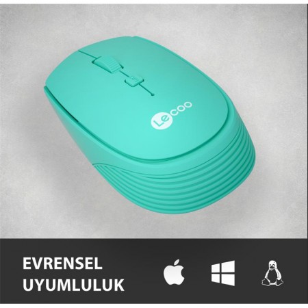 Lecoo WS202 Kablosuz 1200DPI 4 Tuşlu Optik Mouse Turkuaz