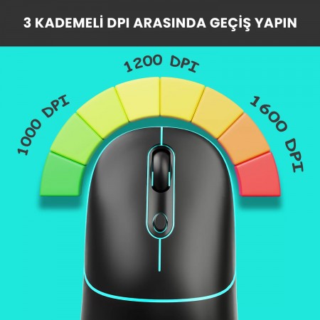 Lecoo WS210 Kablosuz 1600DPI 6 Tuşlu Optik Mouse Siyah Lecoo WS210 Kablosuz 1600DPI 6 Tuşlu Optik Mouse Siyah