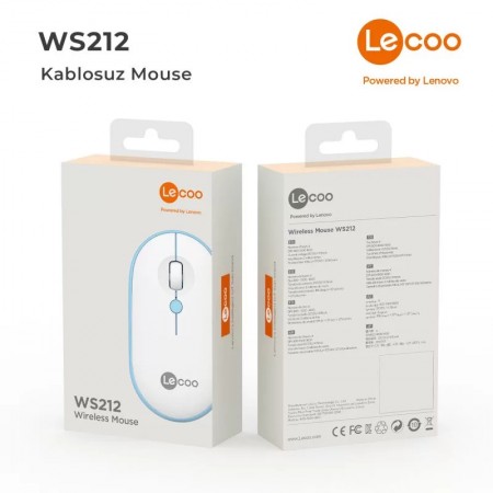 Lecoo WS212 Kablosuz 1600DPI 4 Tuşlu Optik Mouse Beyaz & Mavi Lecoo WS212 Kablosuz 1600DPI 4 Tuşlu Optik Mouse Beyaz & Mavi
