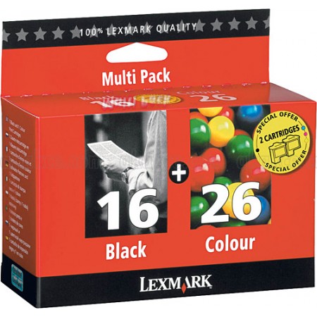 Lexmark 16+26 Siyah+Renkli 2li Paket Orjinal  Kartuş